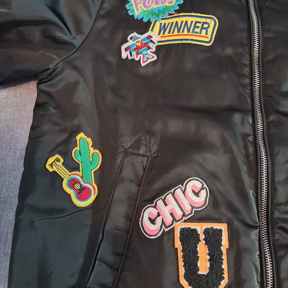 Indigo Rein Bomber Jacket with Patches - 90s trending - Picture 7 of 13
